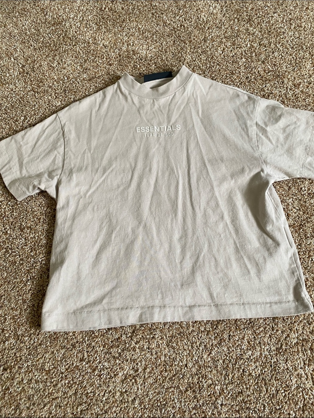 Essentials Beige Short Sleeve Logo Tee
